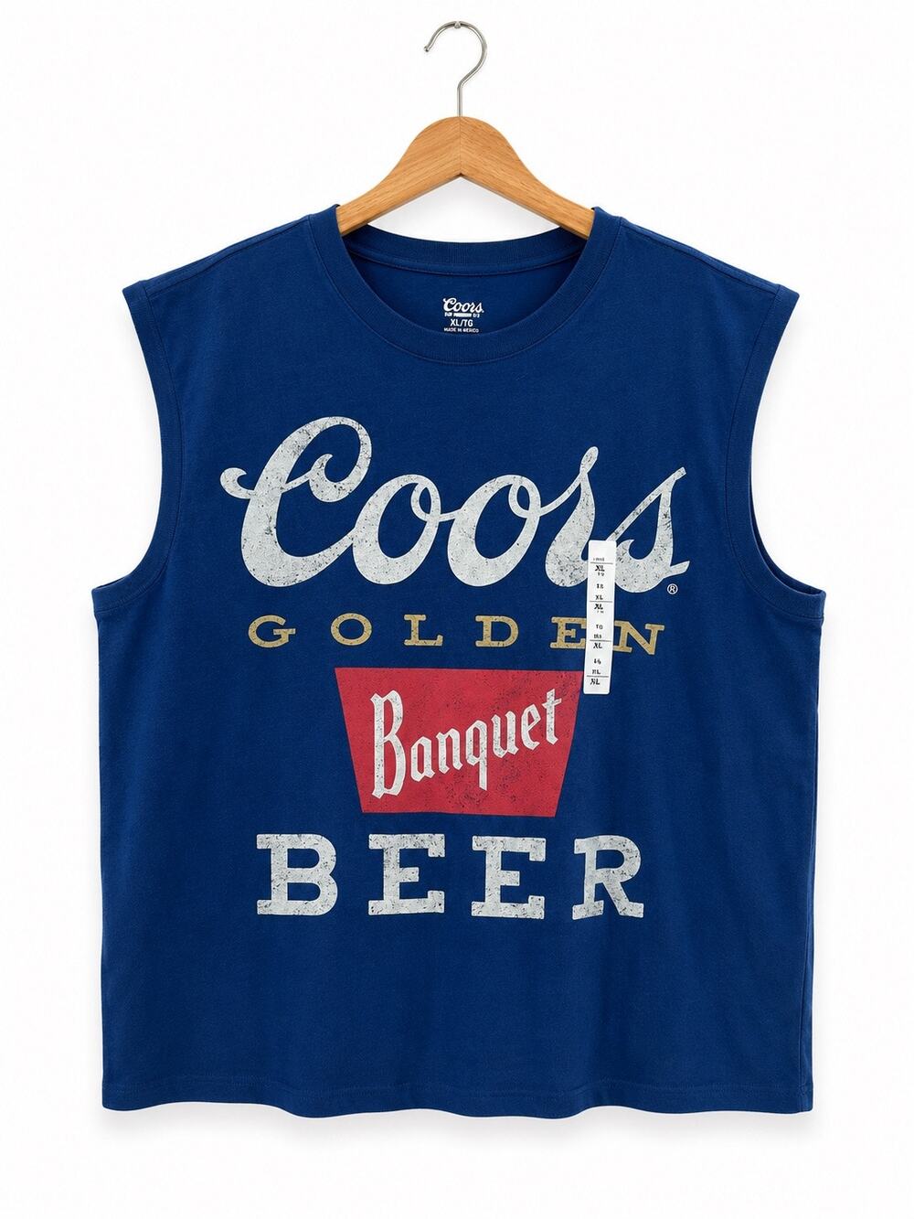 Original Use Coors Banquet Beer Muscle Shirt Men XL Blue Sleeveless Tank Top